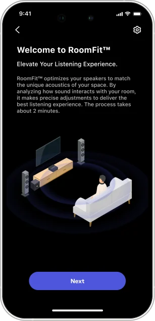 RoomFit calibration running in the WiiM Home app