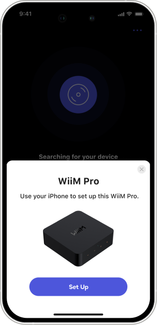 WiiM Home app setup screen for WiiM Pro